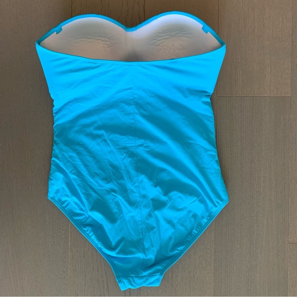 Moontide Blue Strapless Ruched One Piece Swimsuit - Picture 2 of 6